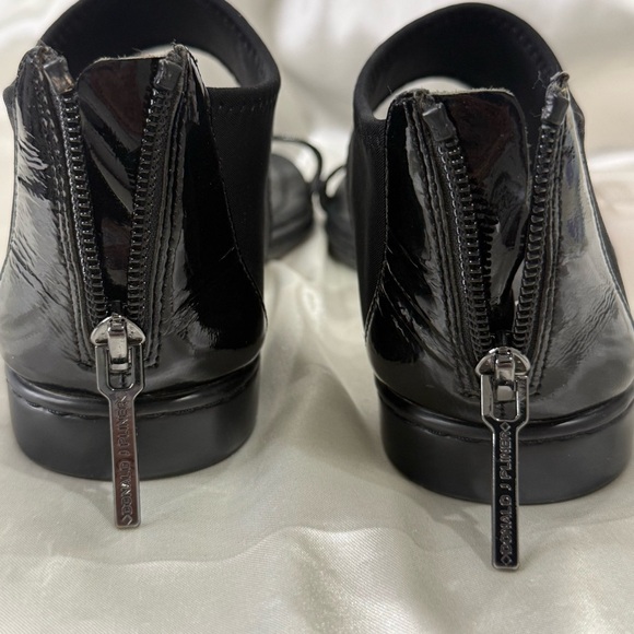 Donald J Pliner Gelda Sandals Neoprene Ankle Patent Leather Black Size 6 Chic - Picture 8 of 12